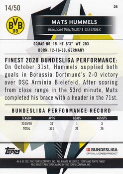 2020-21 Finest Bundesliga - Gold #26 Mats Hummels Back