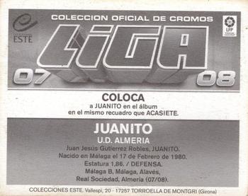 2007-08 Panini Liga Este Stickers #NNO Juanito Back