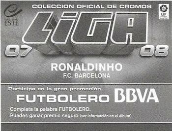 2007-08 Panini Liga Este Stickers #NNO Ronaldinho Back