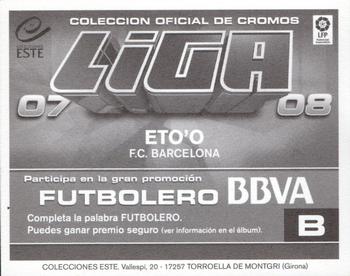 2007-08 Panini Liga Este Stickers #NNO Eto'o Back