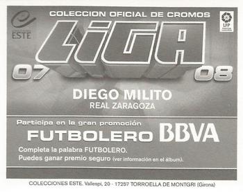 2007-08 Panini Liga Este Stickers #NNO Diego Milito Back
