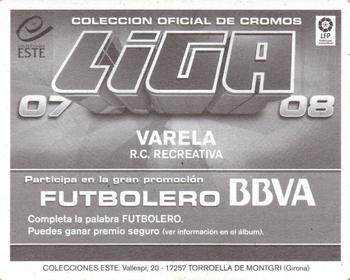 2007-08 Panini Liga Este Stickers #NNO Varela Back