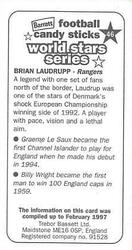 1997 Bassett & Co. Football Candy Sticks World Stars Series #46 Brian Laudrup Back