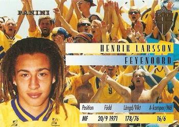 1995 Panini Swedish Fotboll - Svenska Herrlandslaget - Swedish National Team #8 Henrik Larsson Back