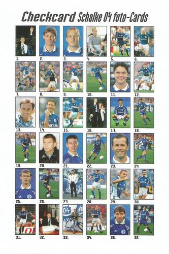 1998-99 Panini Schalke 04 Foto-Cards #NNO Checklist Front