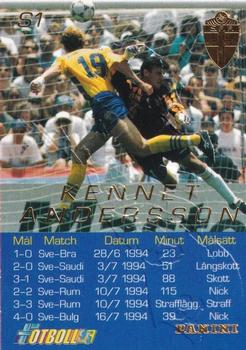 1995 Panini Swedish Fotboll - Strikers #S1 Kennet Andersson Back