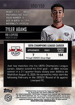 2020-21 Stadium Club Chrome UEFA Champions League - Aqua/Green Electric #90 Tyler Adams Back