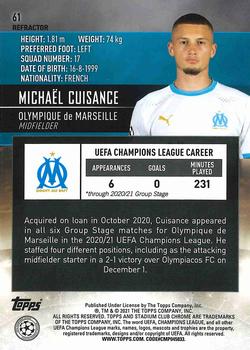2020-21 Stadium Club Chrome UEFA Champions League - Refractor #61 Michaël Cuisance Back
