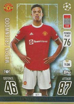 2021-22 Topps Match Attax Champions & Europa League - Gold Limited Edition #LE1 Mason Greenwood Front