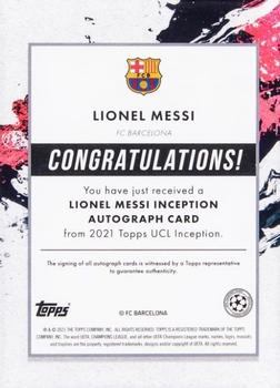 2020-21 Topps Inception UEFA Champions League #NNO Lionel Messi Back