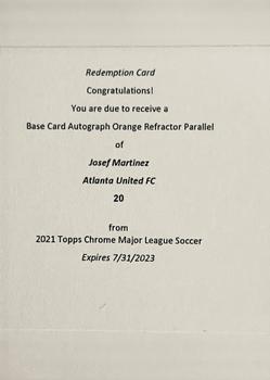 2021 Topps Chrome MLS - Autographs Redemption #20 Josef Martínez Front