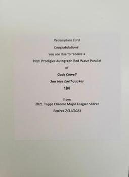 2021 Topps Chrome MLS - Autographs Redemption #194 Cade Cowell Front