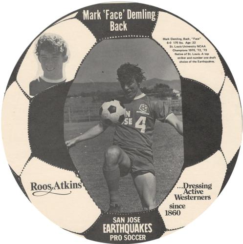 1974 Roos Atkins San Jose Earthquakes #NNO Mark Demling Front