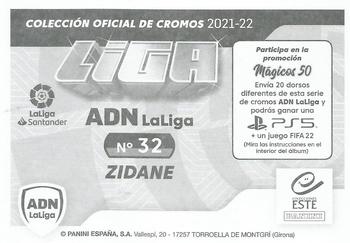 2021-22 Panini LaLiga Santander Este Stickers - ADN La Liga #32 Zinedine Zidane Back