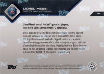 2021-22 Topps Now UEFA Champions League #012 Lionel Messi Back