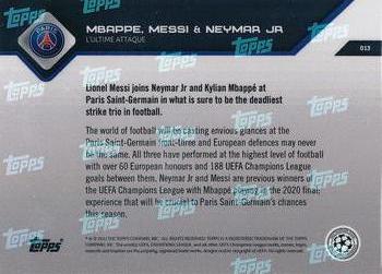 2021-22 Topps Now UEFA Champions League #013 Mbappe / Messi / Neymar Jr Back