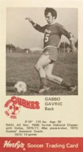 1975 Herfy's San Jose Earthquakes #NNO Gabbo Gavric Front