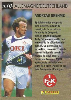1994-95 Panini UNFP - Allemagne #A03 Andreas Brehme Back