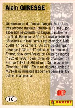 1994 Panini French League #10 Alain Giresse Back