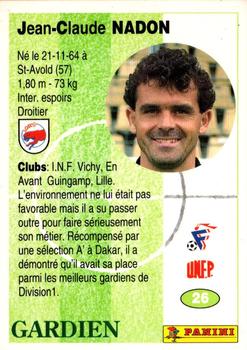 1994 Panini French League #26 Jean-Claude Nadon Back