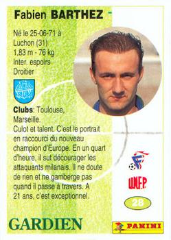 1994 Panini French League #28 Fabien Barthez Back
