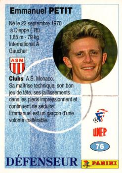 1994 Panini French League #76 Emmanuel Petit Back