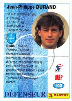 1994 Panini French League #102 Jean-Philippe Durand Back