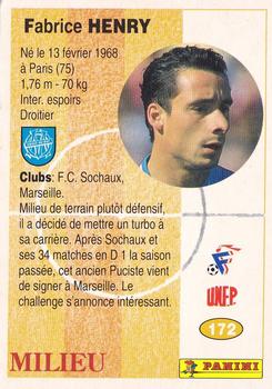 1994 Panini French League #172 Fabrice Henry Back