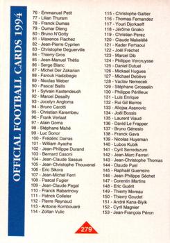 1994 Panini French League #279 Checklist Back
