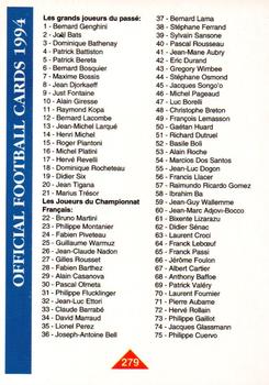 1994 Panini French League #279 Checklist Front