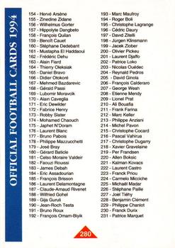 1994 Panini French League #280 Checklist Front