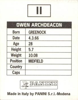 1994-95 Panini Football League 95 #11 Owen Archdeacon Back