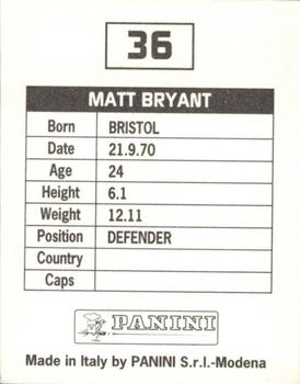 1994-95 Panini Football League 95 #36 Matt Bryant Back