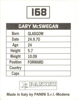 1994-95 Panini Football League 95 #168 Gary McSwegan Back