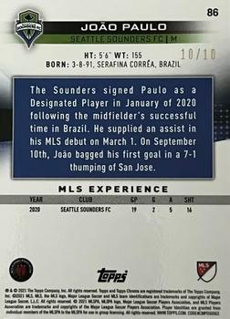 2021 Topps Chrome Sapphire Edition MLS - Purple Refractor #86 João Paulo Back