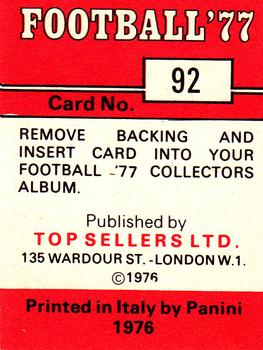 1976-77 Panini Football 77 (UK) #92 John Connolly Back
