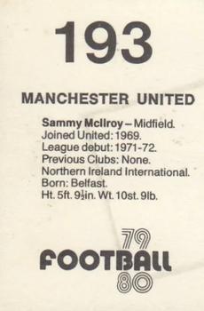 1979-80 Transimage Football Stickers #193 Sammy McIlroy Back