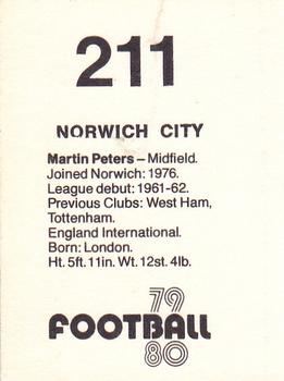 1979-80 Transimage Football Stickers #211 Martin Peters Back