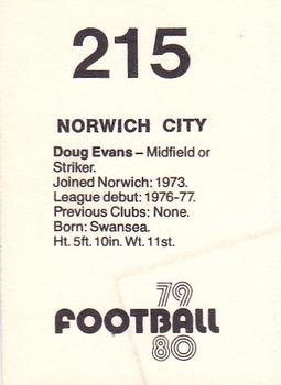 1979-80 Transimage Football Stickers #215 Doug Evans Back