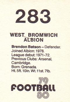 1979-80 Transimage Football Stickers #283 Brendan Batson Back