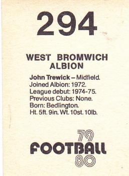 1979-80 Transimage Football Stickers #294 John Trewick Back