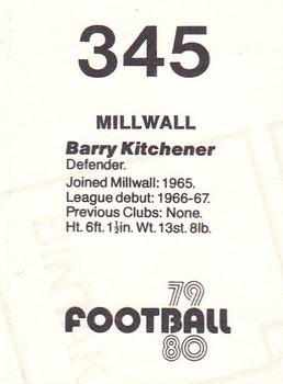 1979-80 Transimage Football Stickers #345 Barry Kitchener Back