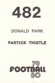 1979-80 Transimage Football Stickers #482 Donald Park Back