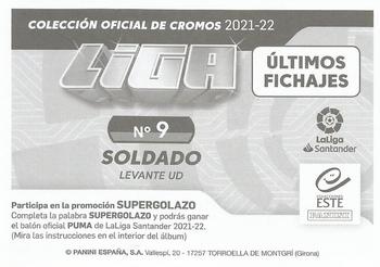 2021-22 Panini LaLiga Santander Este Stickers - Ultimos Fichajes #659 Soldado Back