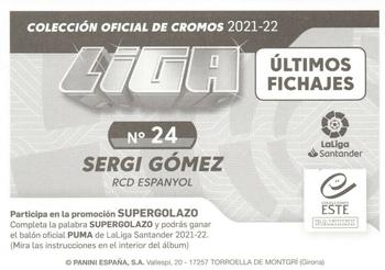 2021-22 Panini LaLiga Santander Este Stickers - Ultimos Fichajes #674 Sergi Gomez Back