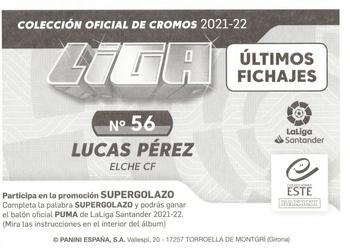 2021-22 Panini LaLiga Santander Este Stickers - Ultimos Fichajes #706 Lucas Perez Back