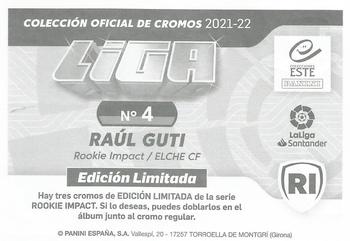 2021-22 Panini LaLiga Santander Este Stickers - Rookie Impact Signed #1 Raul Guti Back