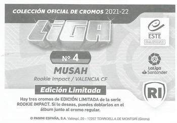2021-22 Panini LaLiga Santander Este Stickers - Rookie Impact Signed #3 Yunus Musah Back