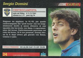 1993 Score Gold Calcio #24 Sergio Domini Back