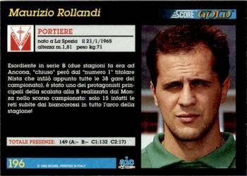 1993 Score Gold Calcio #196 Maurizio Rollandi Back